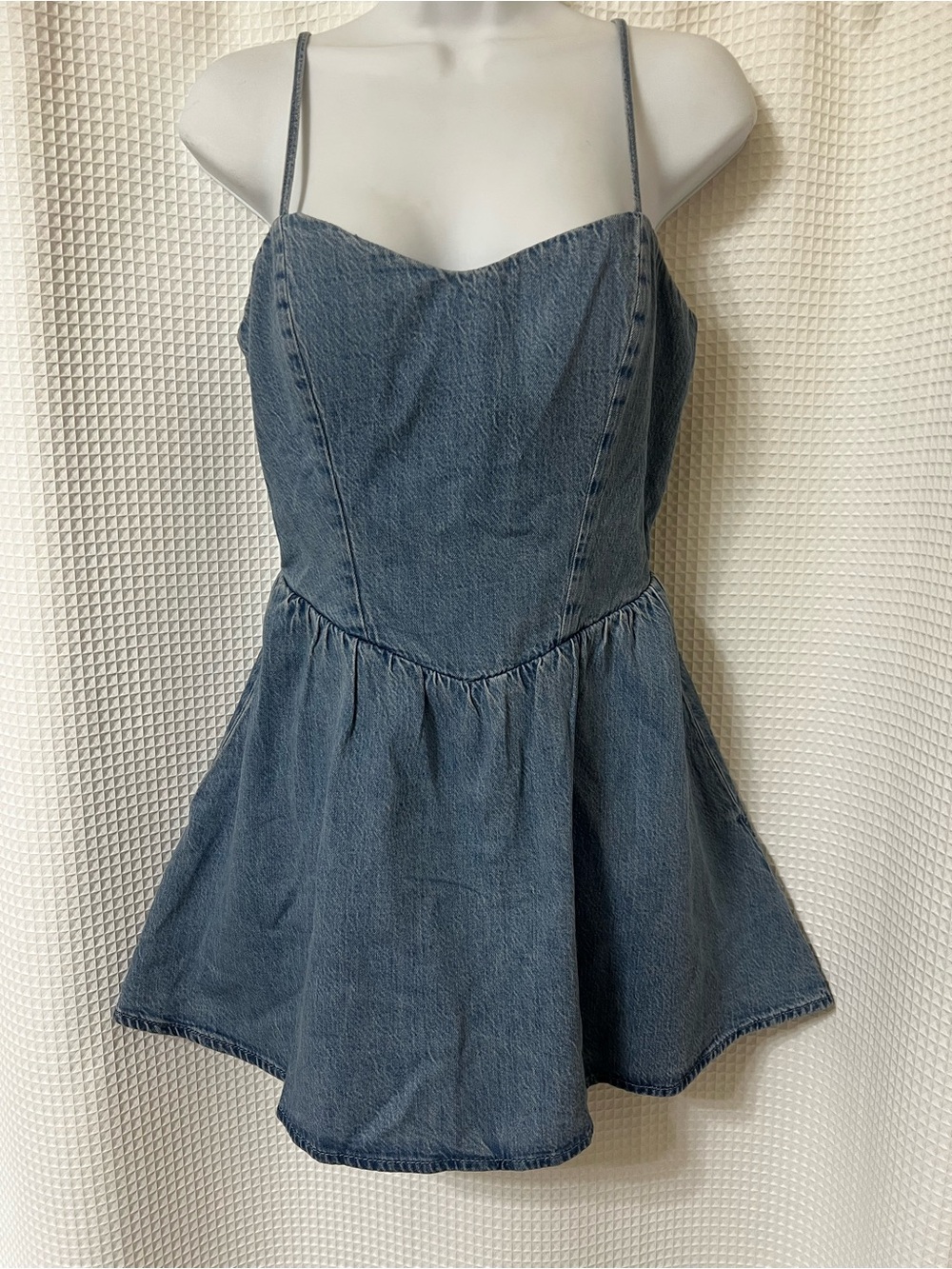 Hollister Blue Denim Spaghetti-Strap Mini Dress SZ S